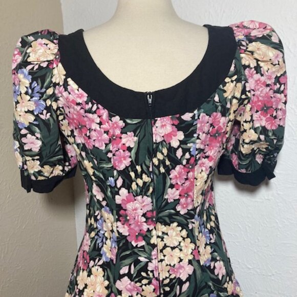 VINTAGE 80's Floral Party Dress - Breakin' Loose - M - Picture 13 of 14